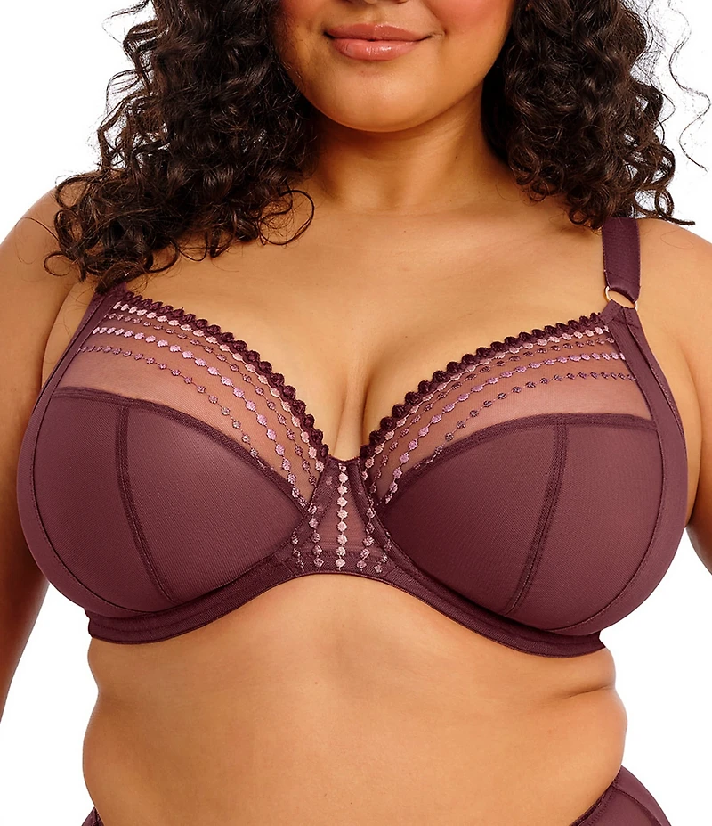 Elomi Matilda Embroidered Sheer Plunging Convertible U-Back to Racerback Contour Wire Full-Busted Bra