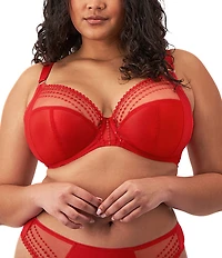 Elomi Matilda Embroidered Sheer Plunging Convertible U-Back to Racerback Contour Wire Full-Busted Bra