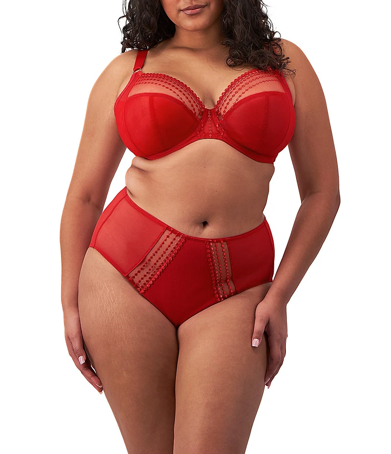Elomi Matilda Embroidered Sheer Plunging Convertible U-Back to Racerback Contour Wire Full-Busted Bra