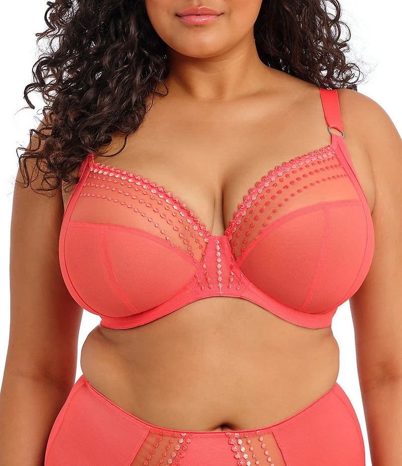 Elomi Matilda Embroidered Sheer Plunging Convertible U-Back to Racerback Contour Wire Full-Busted Bra