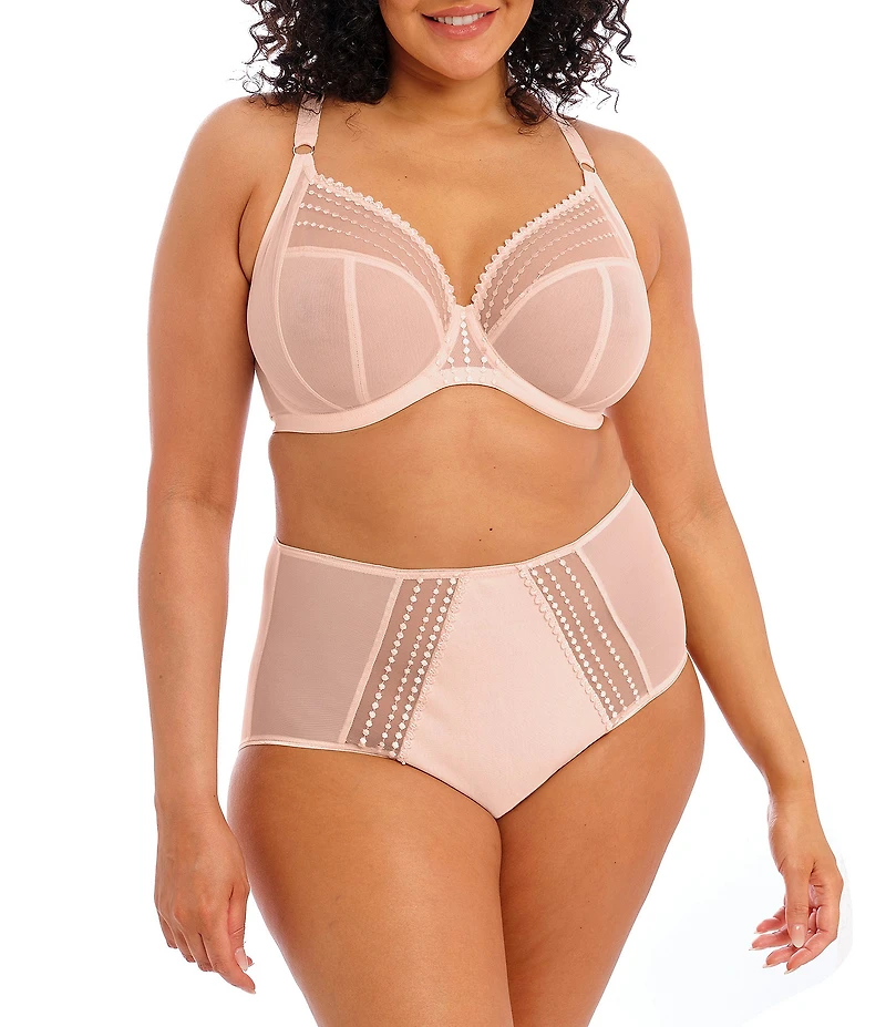 Elomi Matilda Embroidered Sheer Plunging Convertible U-Back to Racerback Contour Wire Full-Busted Bra