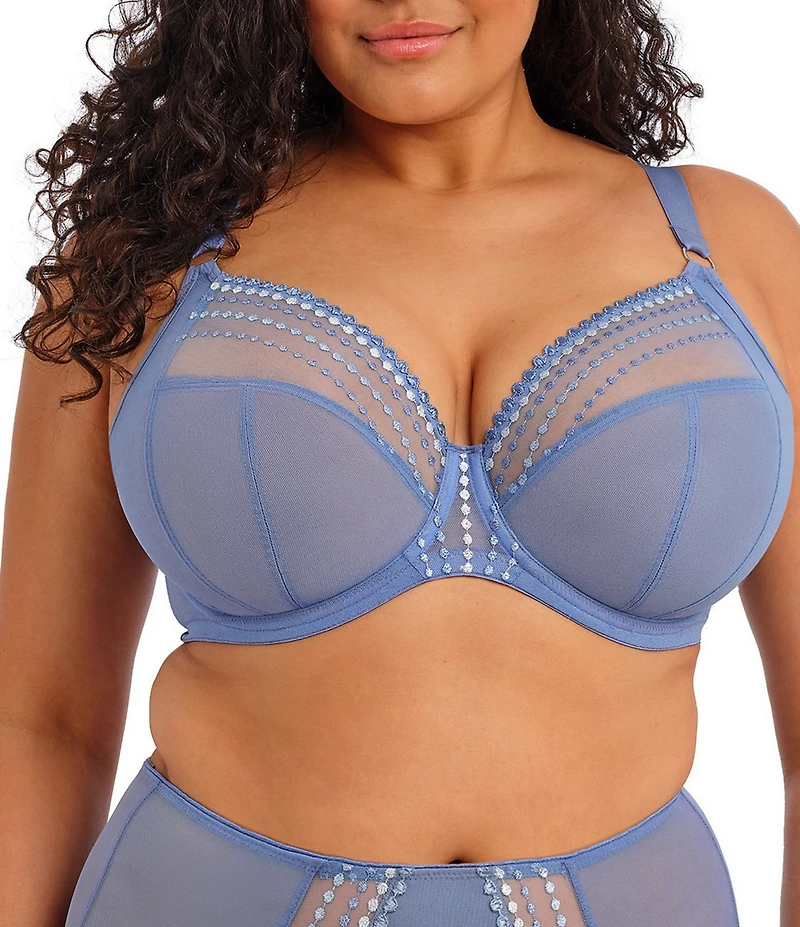 Elomi Matilda Embroidered Sheer Plunging Convertible U-Back to Racerback Contour Wire Full-Busted Bra