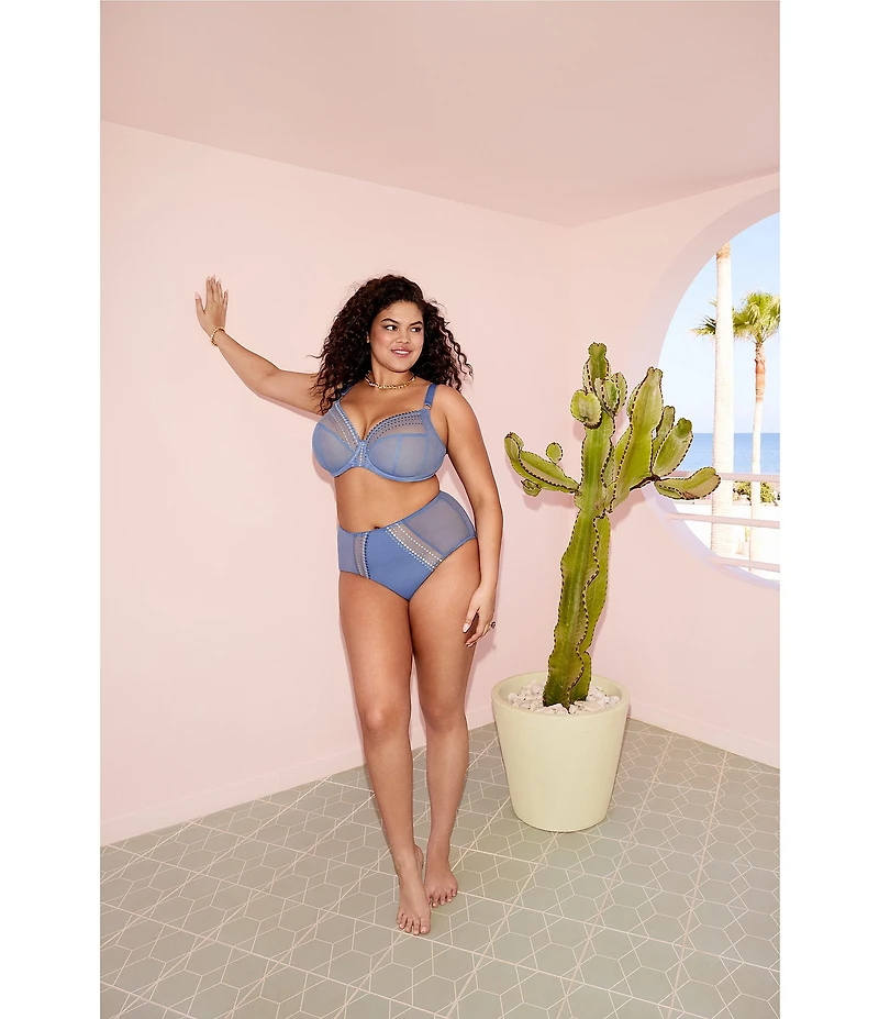 Elomi Matilda Embroidered Sheer Plunging Convertible U-Back to Racerback Contour Wire Full-Busted Bra