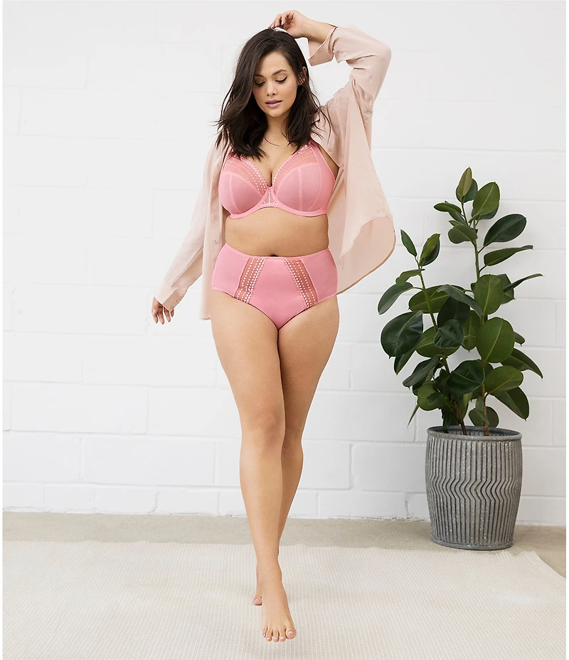 Elomi Matilda Embroidered Sheer Plunging Convertible U-Back to Racerback Contour Wire Full-Busted Bra