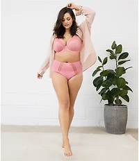 Elomi Matilda Embroidered Sheer Plunging Convertible U-Back to Racerback Contour Wire Full-Busted Bra