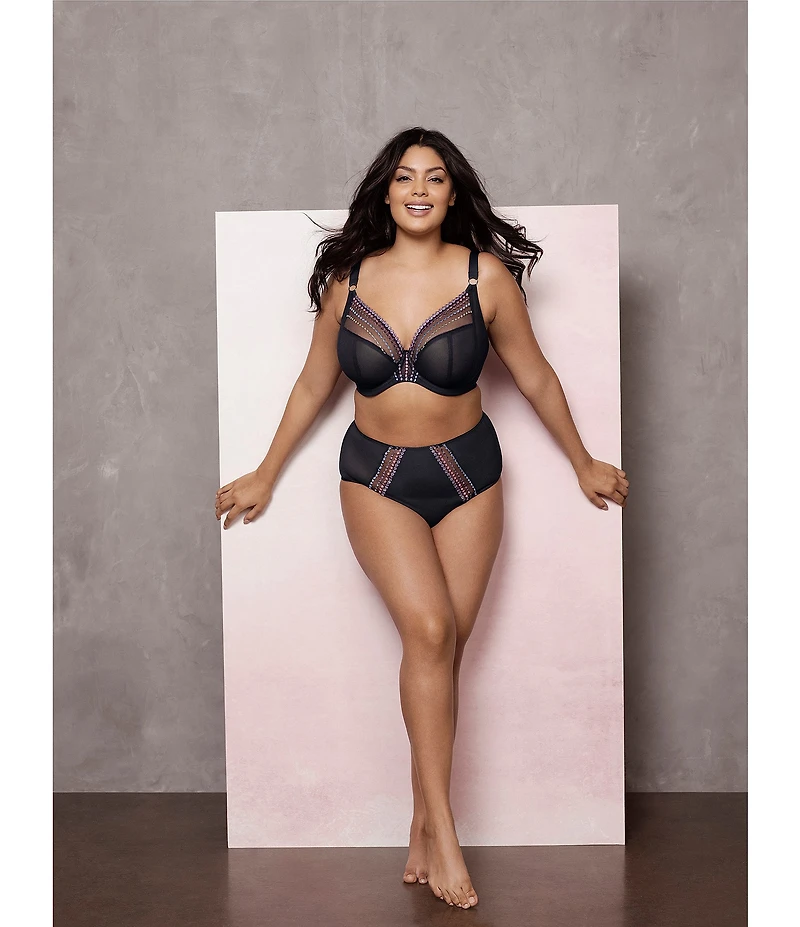 Elomi Matilda Embroidered Sheer Plunging Convertible U-Back to Racerback Contour Wire Full-Busted Bra