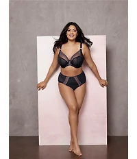 Elomi Matilda Embroidered Sheer Plunging Convertible U-Back to Racerback Contour Wire Full-Busted Bra