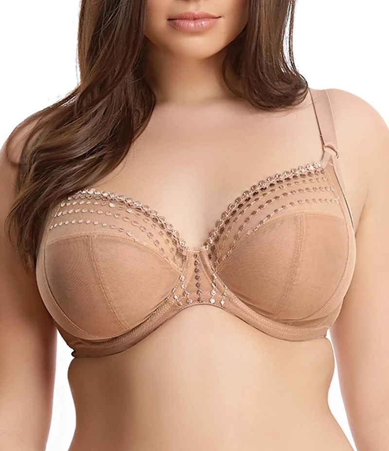 Elomi Matilda Embroidered Sheer Plunging Convertible U-Back to Racerback Contour Wire Full-Busted Bra