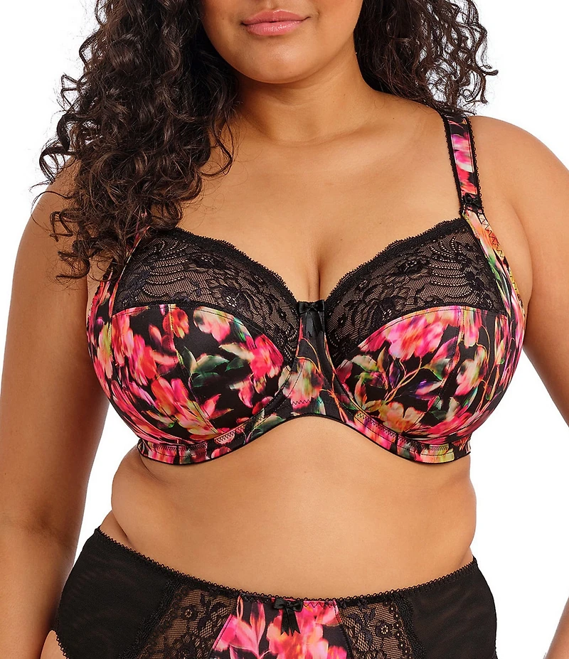 Elomi Morgan Lace-Trimmed Floral Full-Busted Contour U-Back Underwire Bra