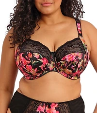 Elomi Morgan Lace-Trimmed Floral Full-Busted Contour U-Back Underwire Bra
