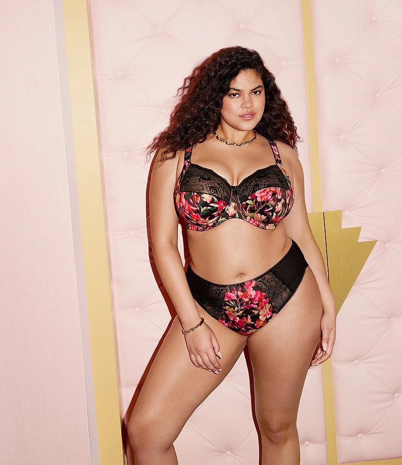 Elomi Morgan Lace-Trimmed Floral Full-Busted Contour U-Back Underwire Bra