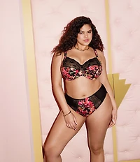Elomi Morgan Lace-Trimmed Floral Full-Busted Contour U-Back Underwire Bra