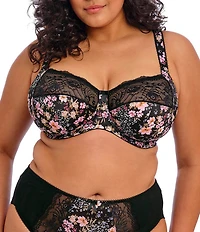 Elomi Morgan Lace-Trimmed Floral Full-Busted Contour U-Back Underwire Bra