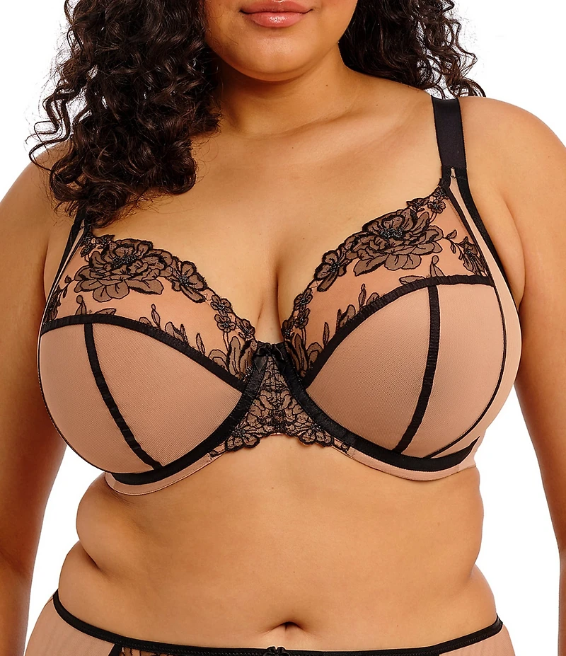 Elomi Teagan Embroidered Cut & Sewn Unlined Plunge Underwire Bra