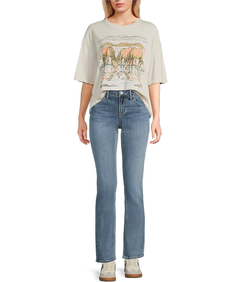 Elyse Mid Rise Curvy Fit Straight Leg Jeans