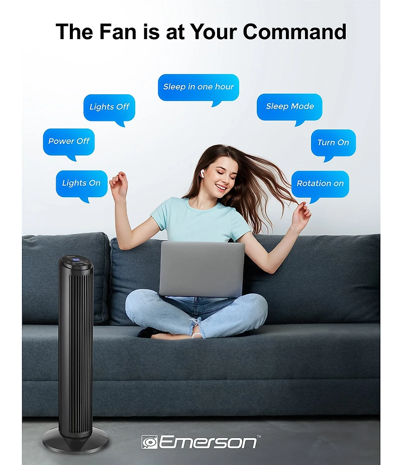 Emerson SmartVoice Remote Control 30#double; Tower Fan
