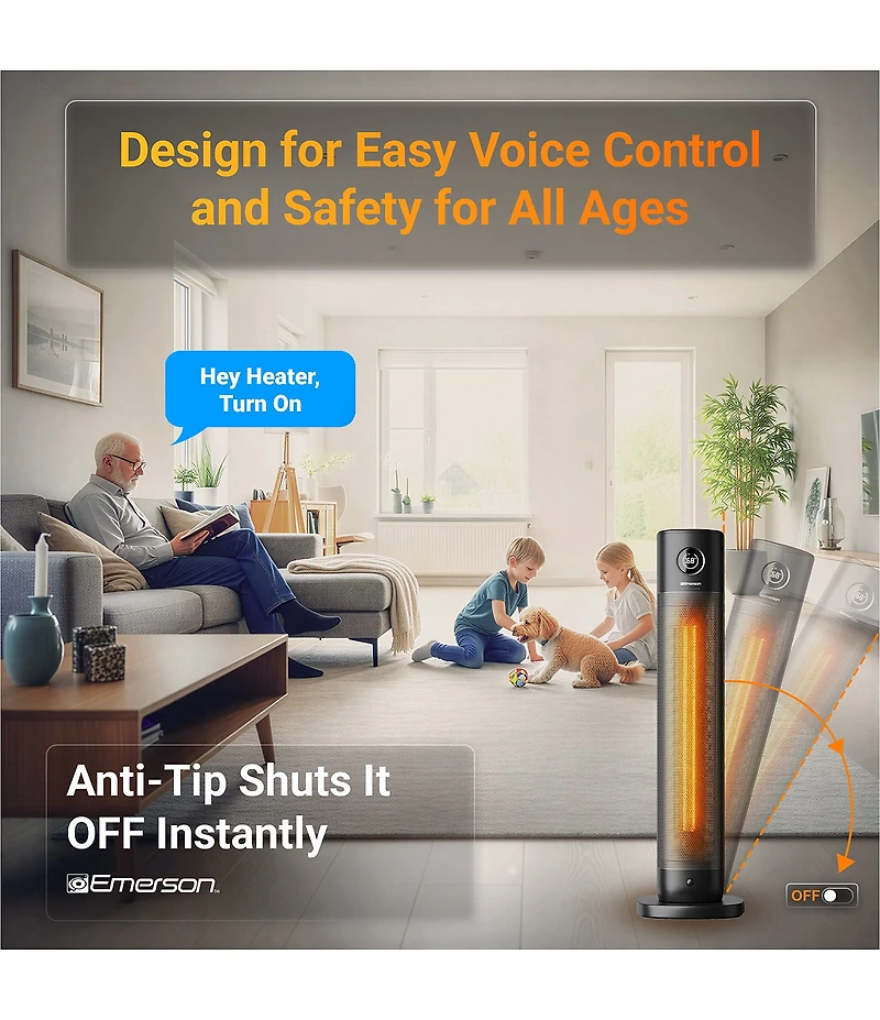 Emerson SmartVoice Remote Control 32#double; Tower Heater