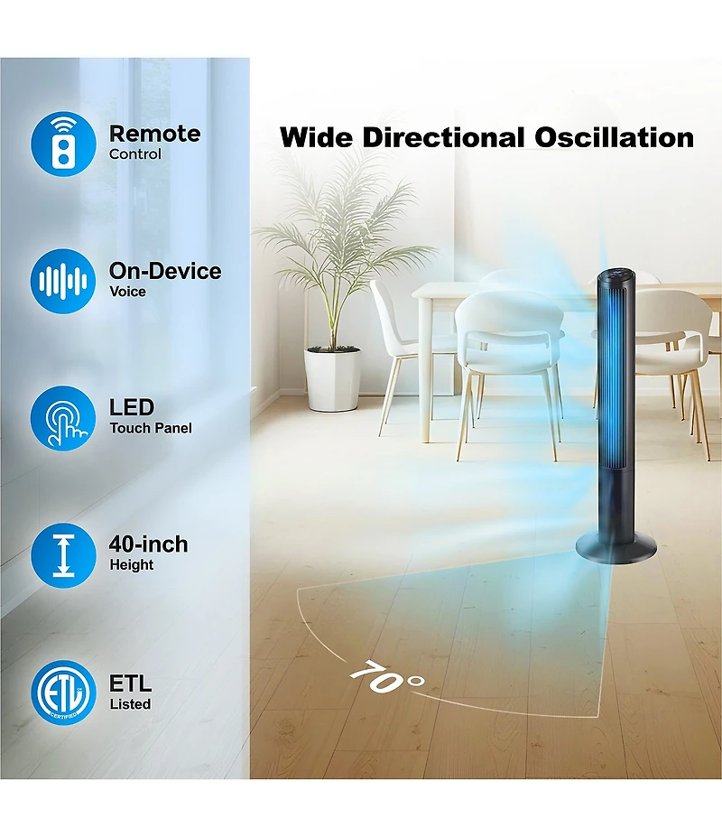Emerson SmartVoice Remote Control 40#double; Tower Fan
