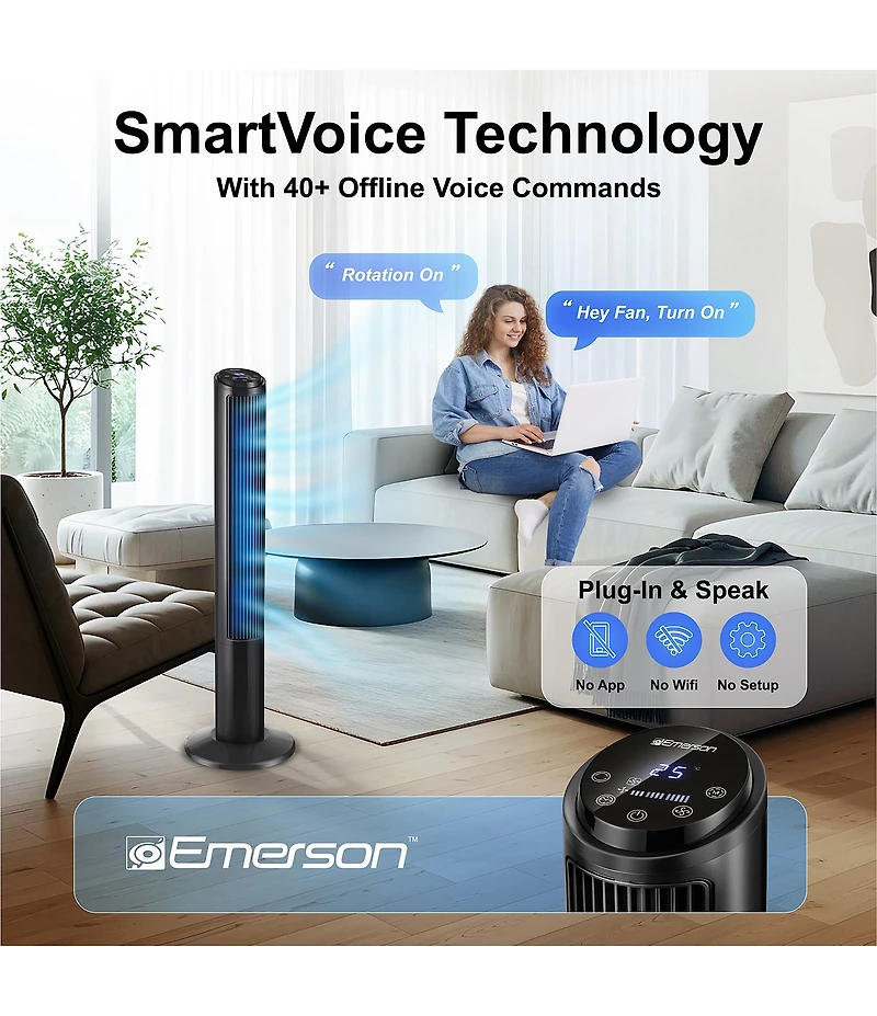 Emerson SmartVoice Remote Control 40#double; Tower Fan