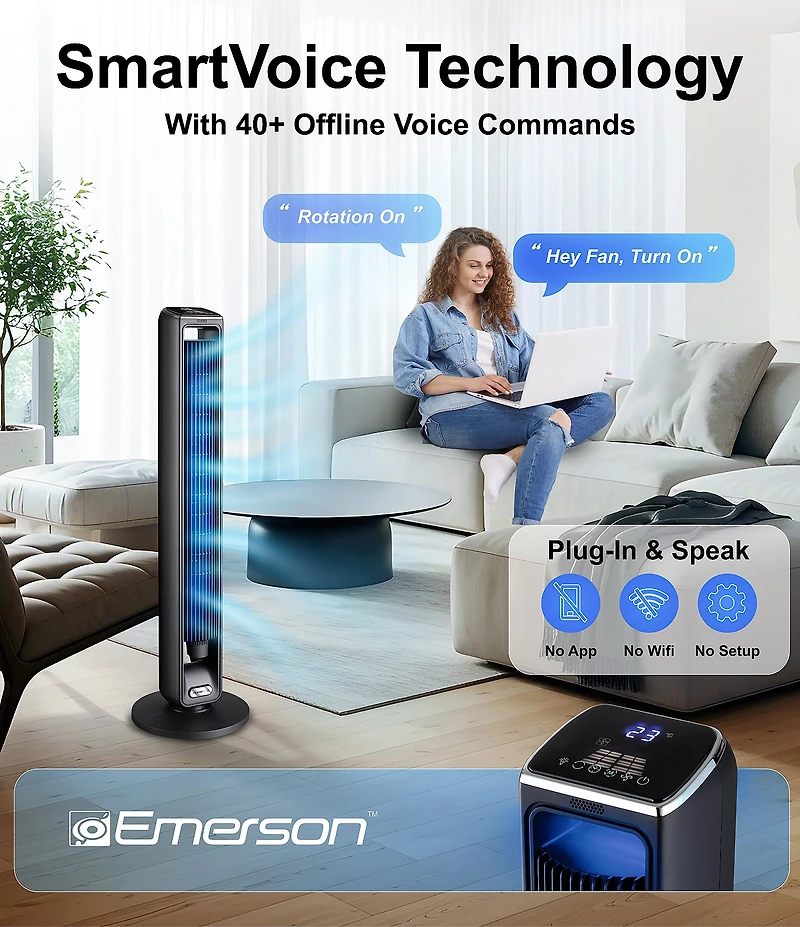 Emerson SmartVoice Remote Control 42#double; Tower Fan