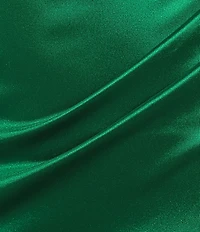 Honey and Rosie Emma Bodice Side Slit Satin Long Dress