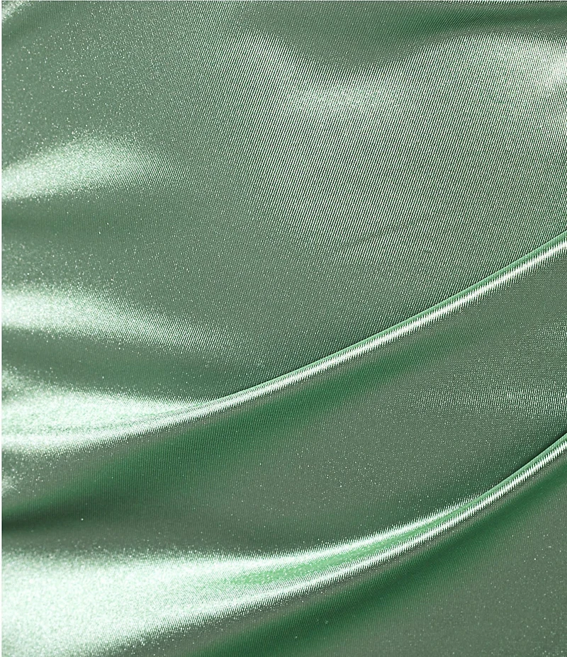 Honey and Rosie Emma Bodice Side Slit Satin Long Dress