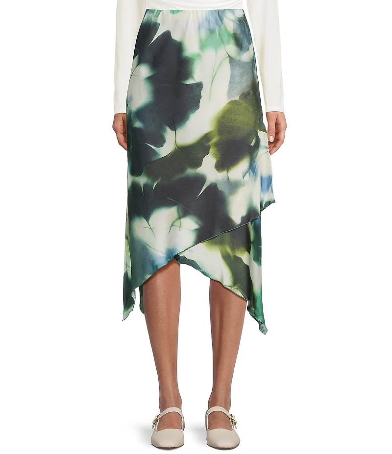 Emory Park Abstract Print Side Slit Midi Skirt