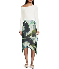 Emory Park Abstract Print Side Slit Midi Skirt