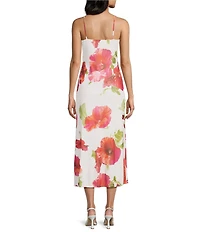 Emory Park All-Over Floral Printed Square Neck Mesh Sleeveless A-Line Maxi Dress