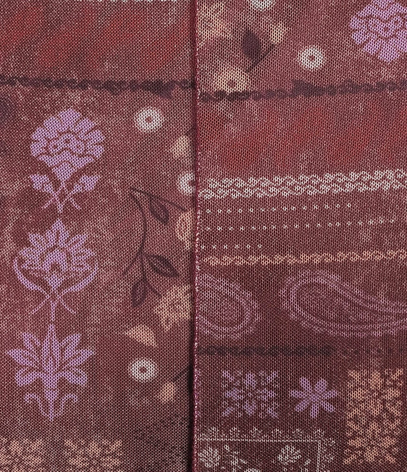 Emory Park Bandana Printed Mesh Mock Neck Long Sleeve Maxi Dress