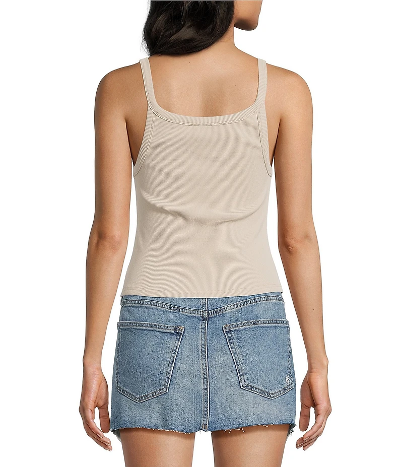 Emory Park Beaded Shell Ribbed Knit Tank Top