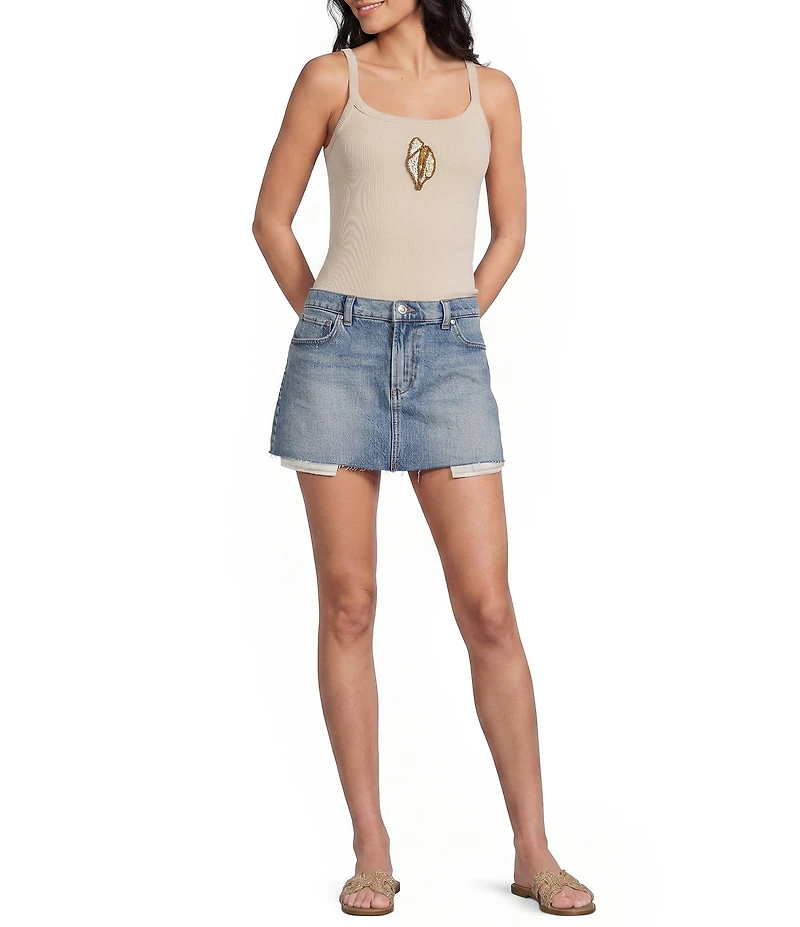 Emory Park Beaded Shell Ribbed Knit Tank Top