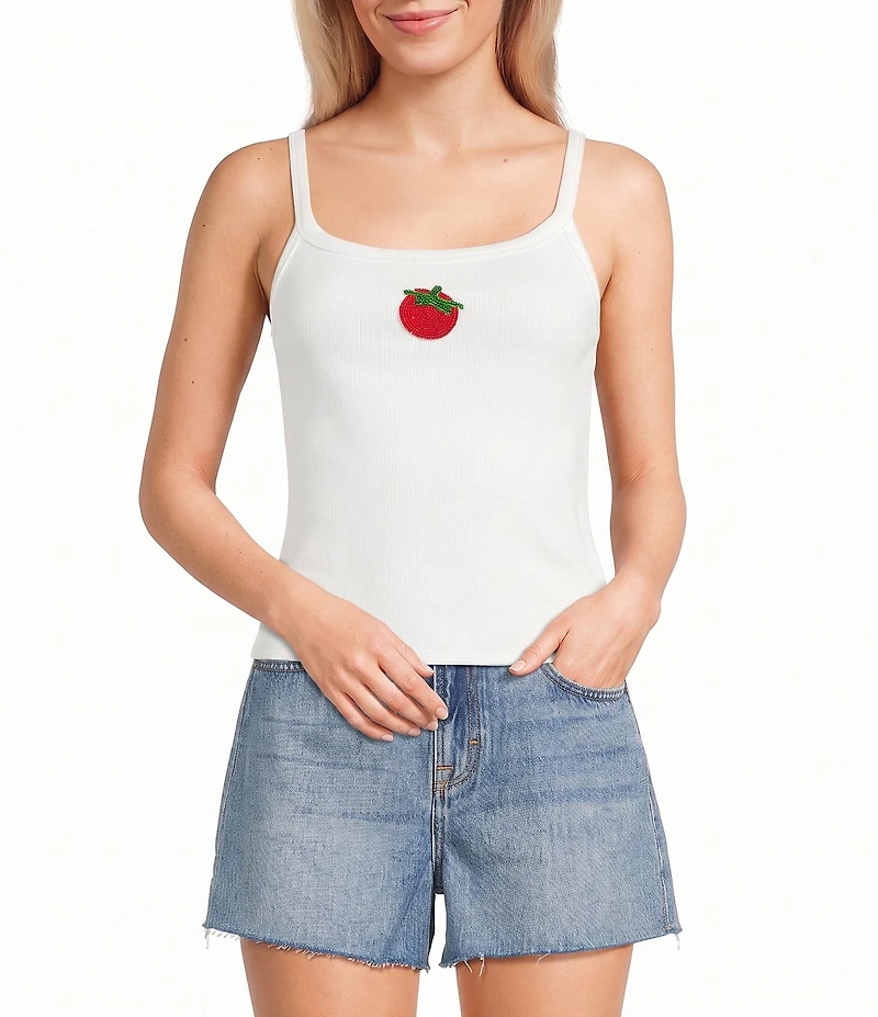 Emory Park Beaded Tomato Rib Knit Tank Top