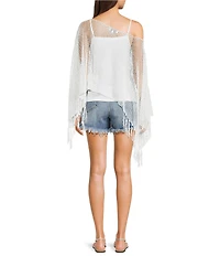 Emory Park Crochet One Shoulder Fringe Hem Poncho