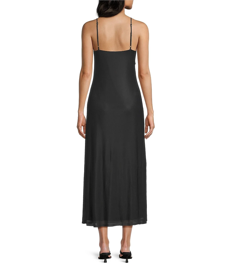 Emory Park Exploded Floral Print Mesh Square Neck Sleeveless Maxi Dress