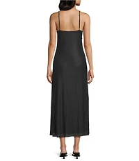Emory Park Exploded Floral Print Mesh Square Neck Sleeveless Maxi Dress