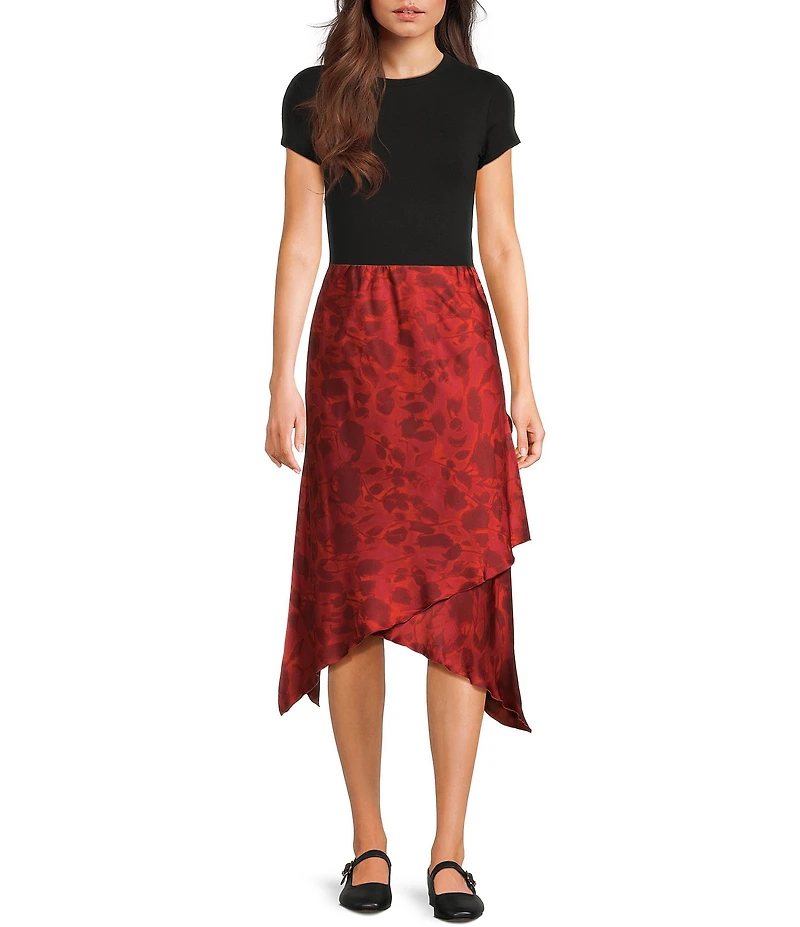 Emory Park Floral Print Midi Side Slit Skirt