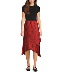 Emory Park Floral Print Midi Side Slit Skirt