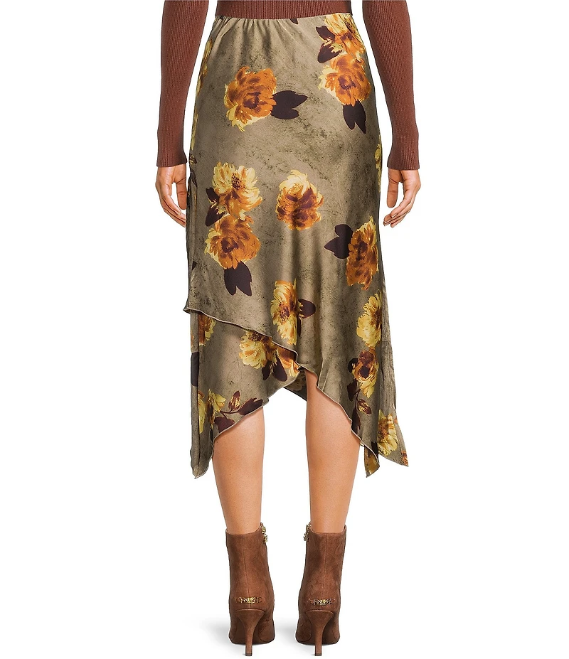 Emory Park Floral Print Midi Side Slit Skirt