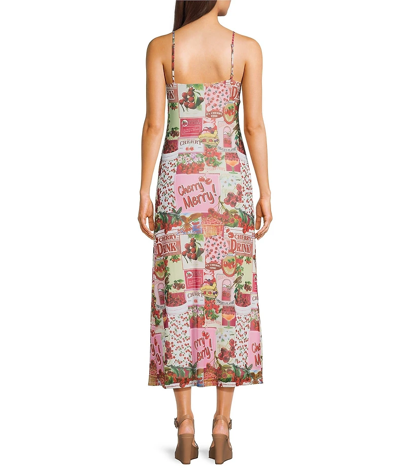 Emory Park Mesh Printed Square Neck Sleeveless A-Line Maxi Dress