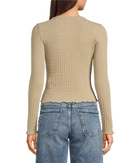 Emory Park Pointelle Knit Long Sleeve Fitted Button Front Cardigan