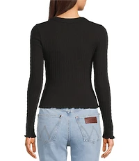 Emory Park Pointelle Knit Long Sleeve Fitted Button Front Cardigan