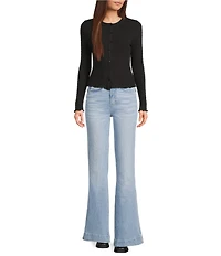 Emory Park Pointelle Knit Long Sleeve Fitted Button Front Cardigan