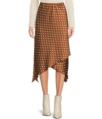 Emory Park Polka Dot Print Side Slit Midi Skirt