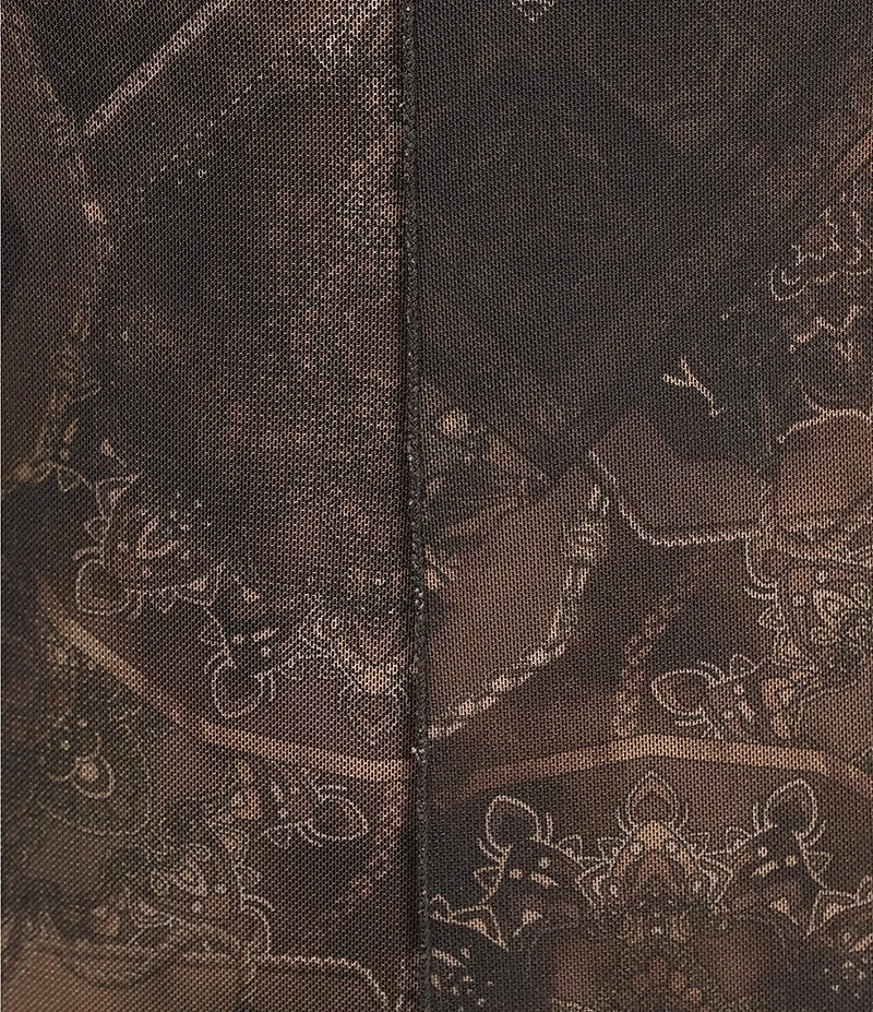 Emory Park Printed Mesh Mock Neck Long Sleeve Midi Dress