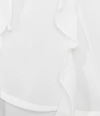 Emory Park Sheer Cascade Ruffle V-Neck Long Sleeve Blouse