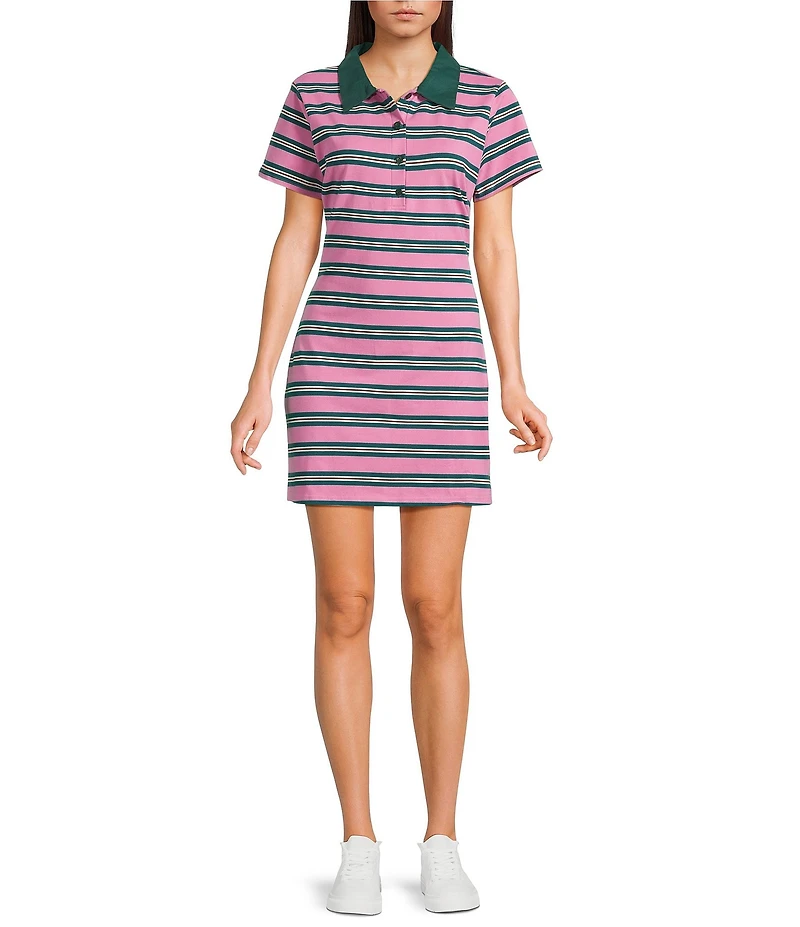 Emory Park Striped Collared Short Sleeve Rugby Mini Dress