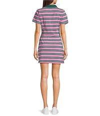 Emory Park Striped Collared Short Sleeve Rugby Mini Dress