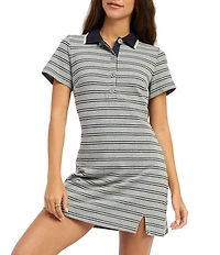 Emory Park Striped Collared Short Sleeve Rugby Mini Dress