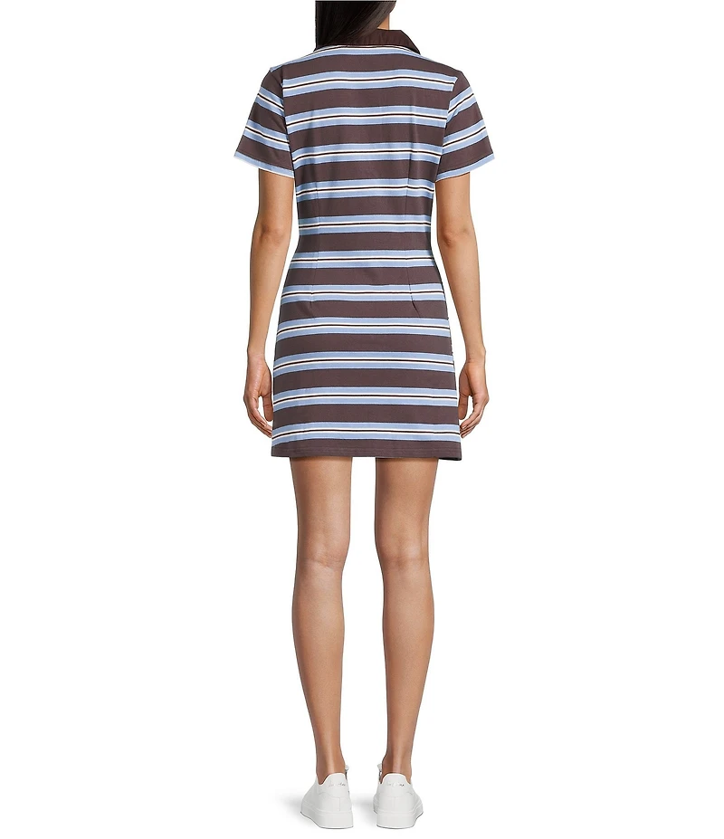 Emory Park Striped Collared Short Sleeve Rugby Mini Dress